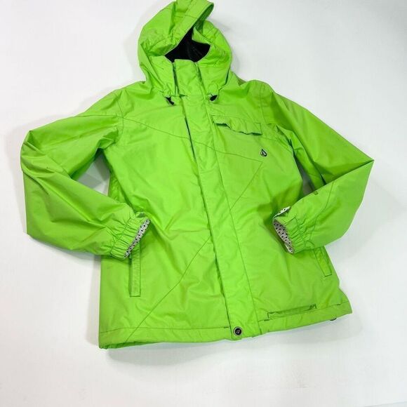 Volcom Nimbus Jacket Womens Small Green Ski Snowboard Hooded Snow guard Full Zip - Picture 1 of 14
